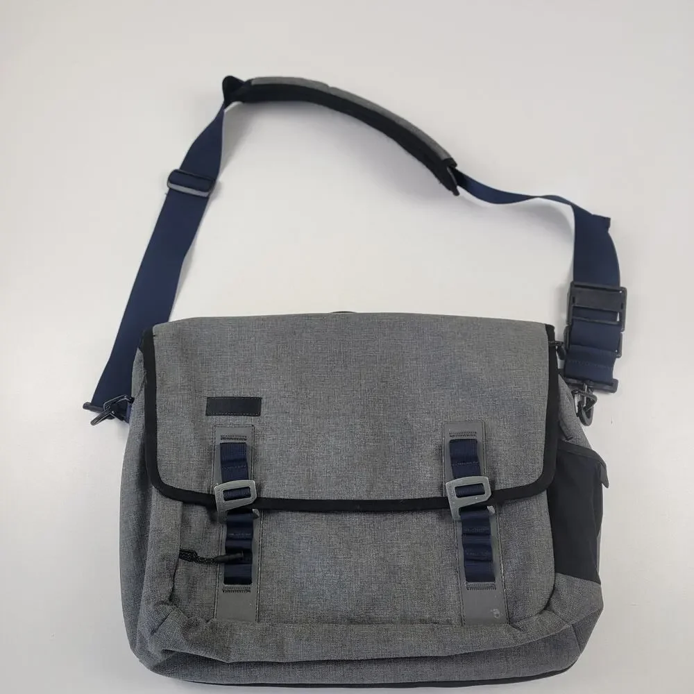 Timbuk2‎ Command Messenger Bag Laptop Gray Blue Multi-Pockets Shoulder Strap